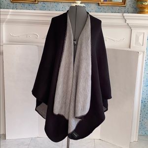 Calvin Klein Black Grey Cape Shrug Acrylic $88